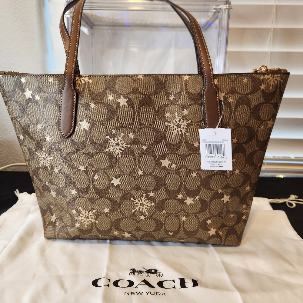 Coach Tan and Brown Signature Tote